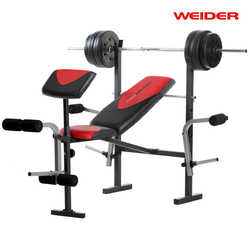 Cкамья со стойкой и грифом с дисками Weider PRO 256